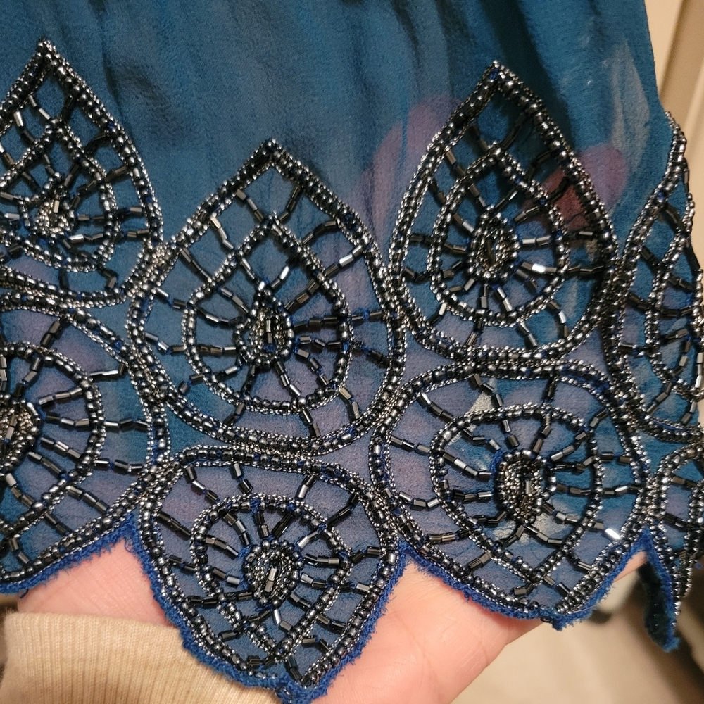 Adrianna Papell Evening Silk Beaded Fairy Grecian Prom Formal Dress Sz 6‎ - Picture 6 of 12